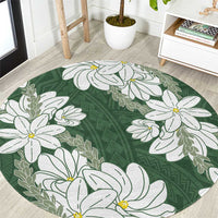 Ia Orana Tahiti Tiare Round Carpet Sage Green Lei LT7 Sage Green - Polynesian Pride