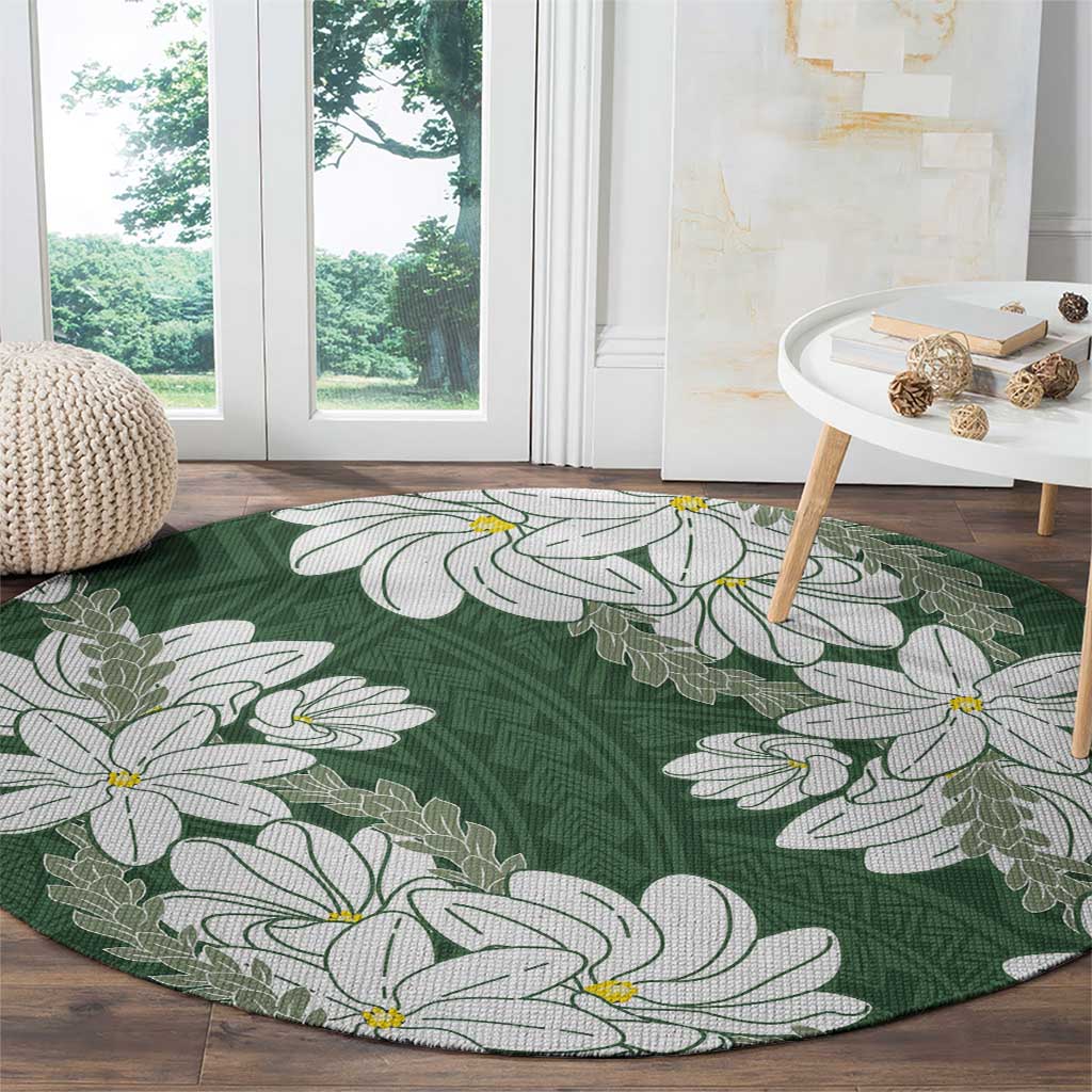 Ia Orana Tahiti Tiare Round Carpet Sage Green Lei LT7 - Polynesian Pride