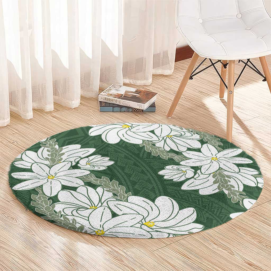 Ia Orana Tahiti Tiare Round Carpet Sage Green Lei LT7 - Polynesian Pride