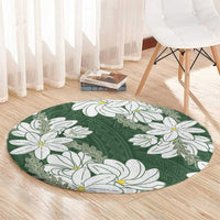 Ia Orana Tahiti Tiare Round Carpet Sage Green Lei LT7 - Polynesian Pride