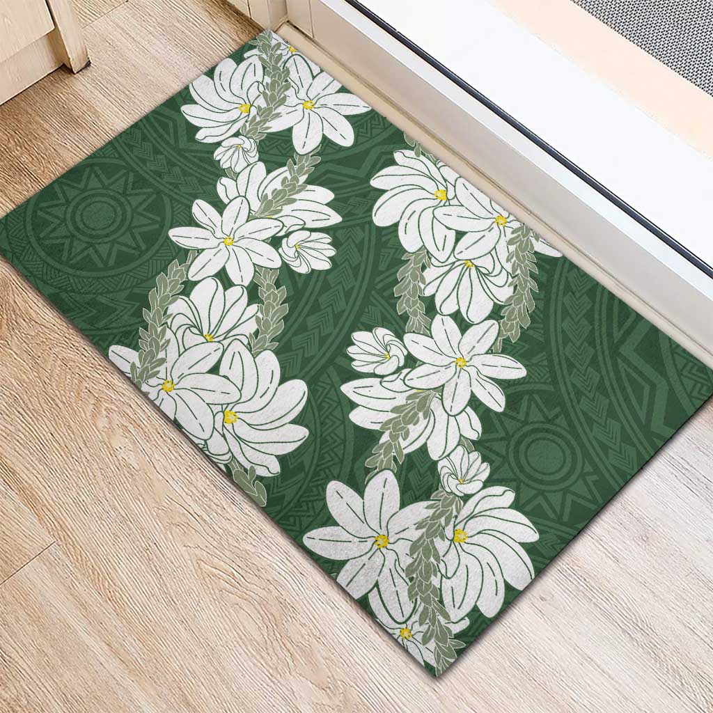 Ia Orana Tahiti Tiare Rubber Doormat Sage Green Lei - Polynesian Pride