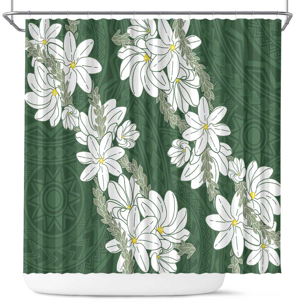 Ia Orana Tahiti Tiare Shower Curtain Sage Green Lei LT7 Sage Green - Polynesian Pride