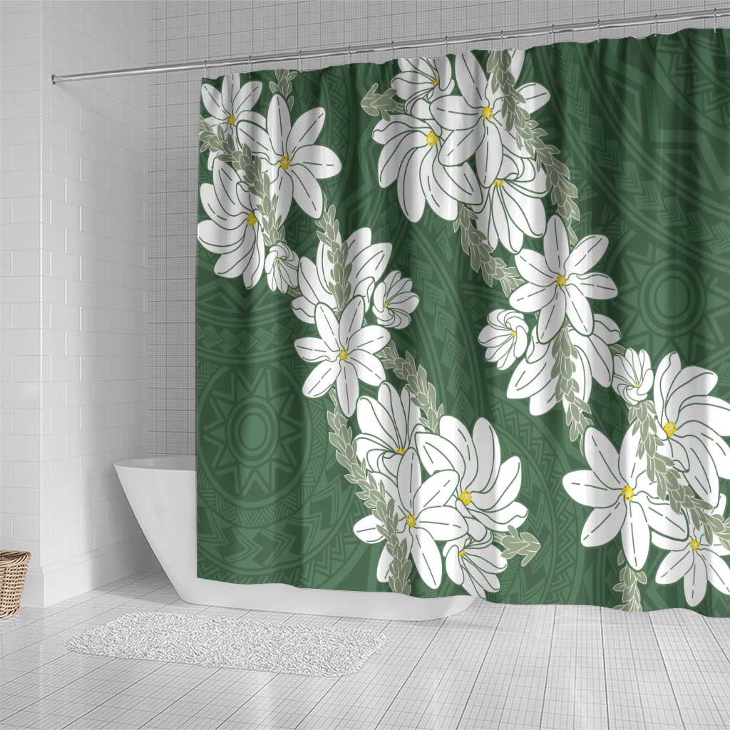 Ia Orana Tahiti Tiare Shower Curtain Sage Green Lei LT7 - Polynesian Pride