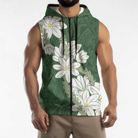 Ia Orana Tahiti Tiare Sleeveless Zip Hoodie Sage Green Lei LT7 - Polynesian Pride