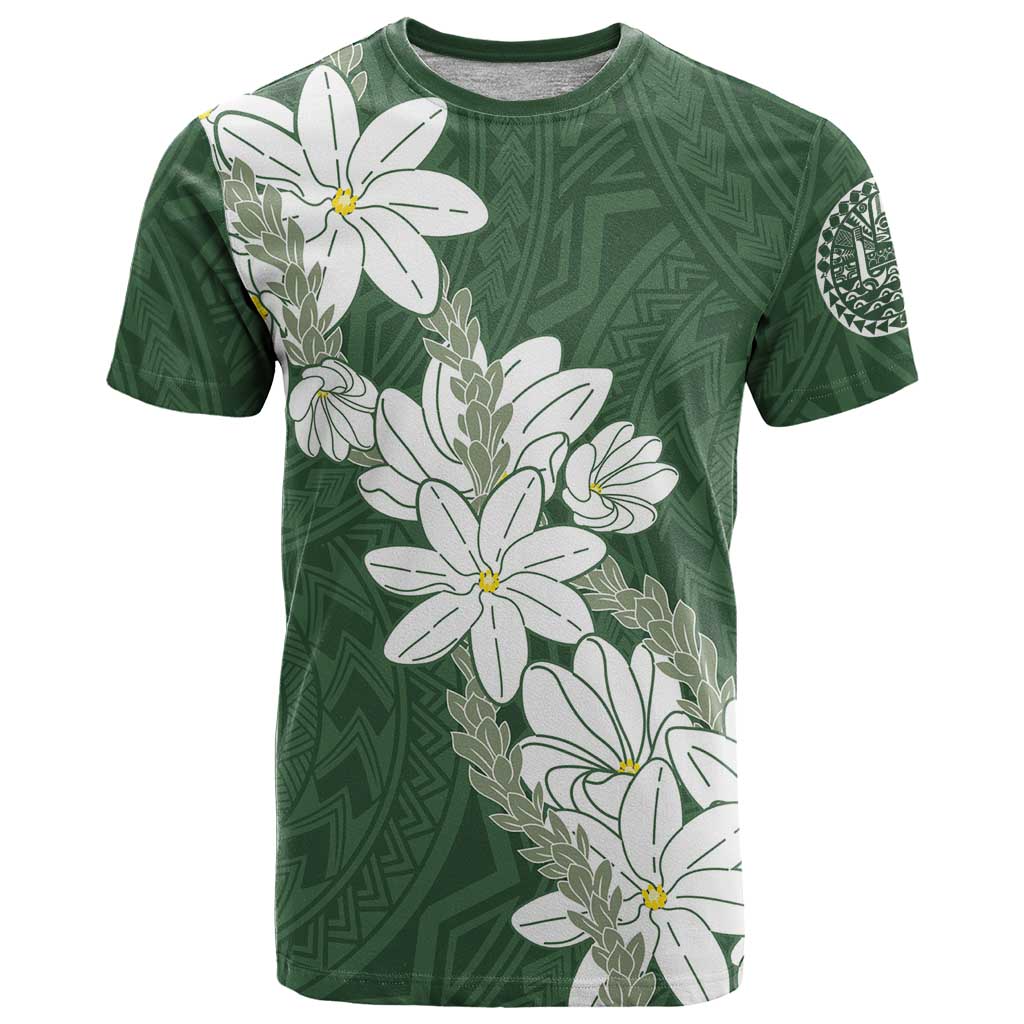 Ia Orana Tahiti Tiare T Shirt Sage Green Lei - Polynesian Pride