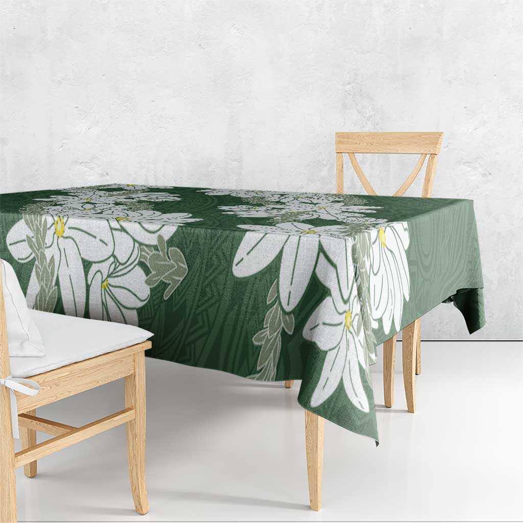 Ia Orana Tahiti Tiare Tablecloth Sage Green Lei LT7 - Polynesian Pride