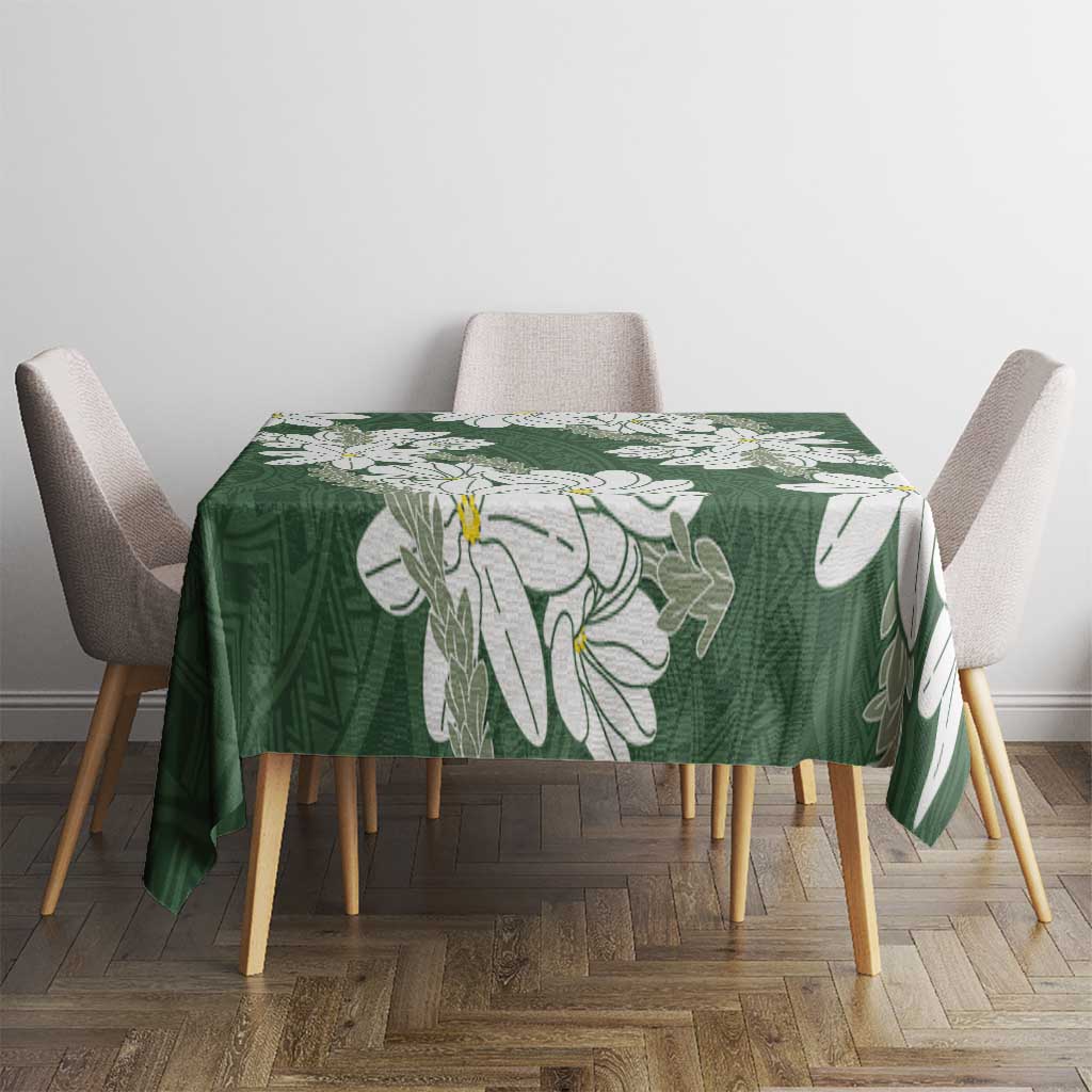 Ia Orana Tahiti Tiare Tablecloth Sage Green Lei LT7 - Polynesian Pride