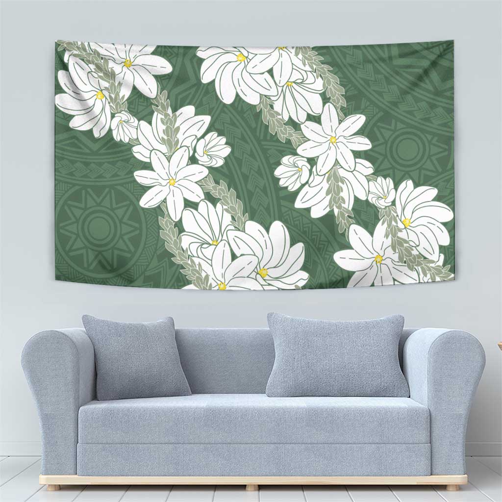 Ia Orana Tahiti Tiare Tapestry Sage Green Lei LT7 - Polynesian Pride