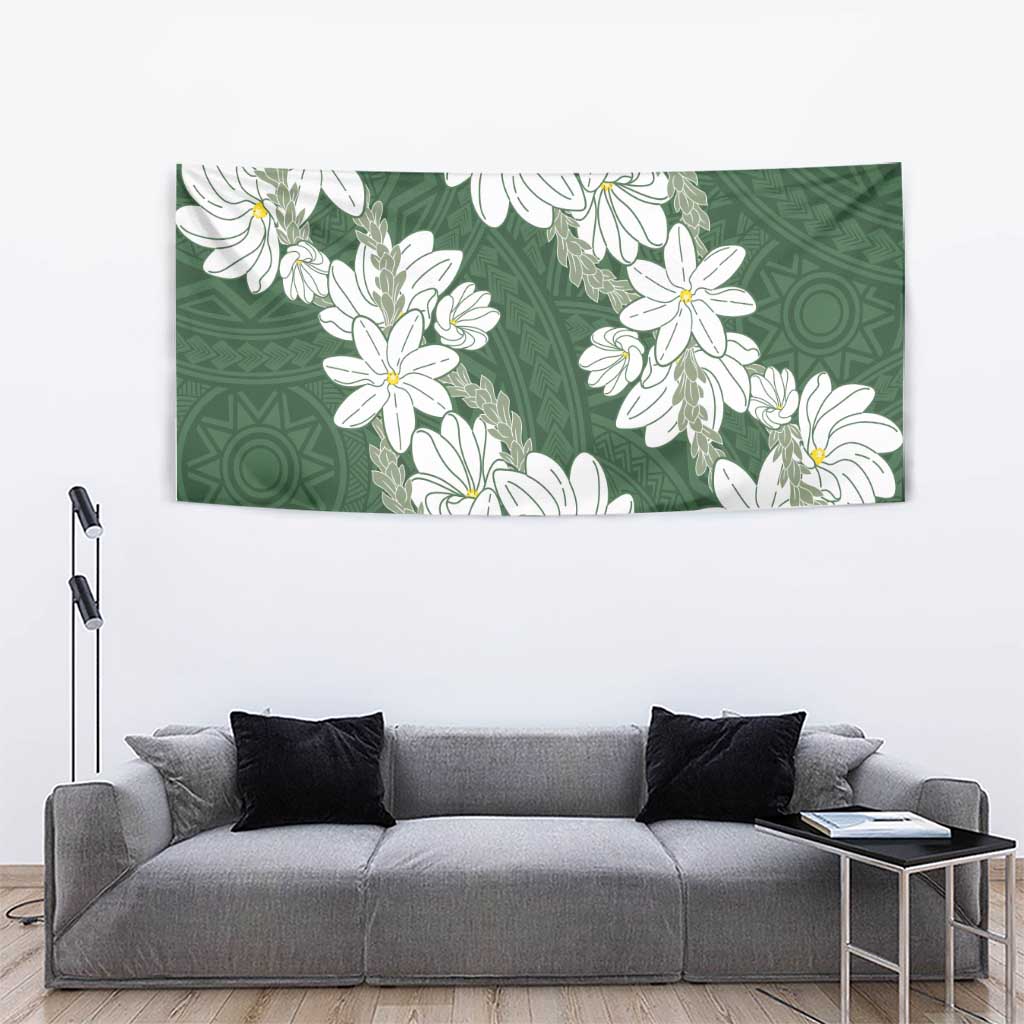 Ia Orana Tahiti Tiare Tapestry Sage Green Lei LT7 - Polynesian Pride