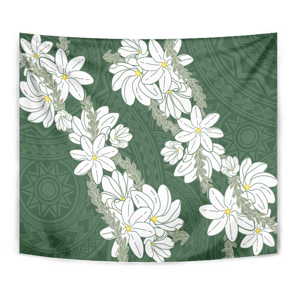 Ia Orana Tahiti Tiare Tapestry Sage Green Lei LT7 - Polynesian Pride