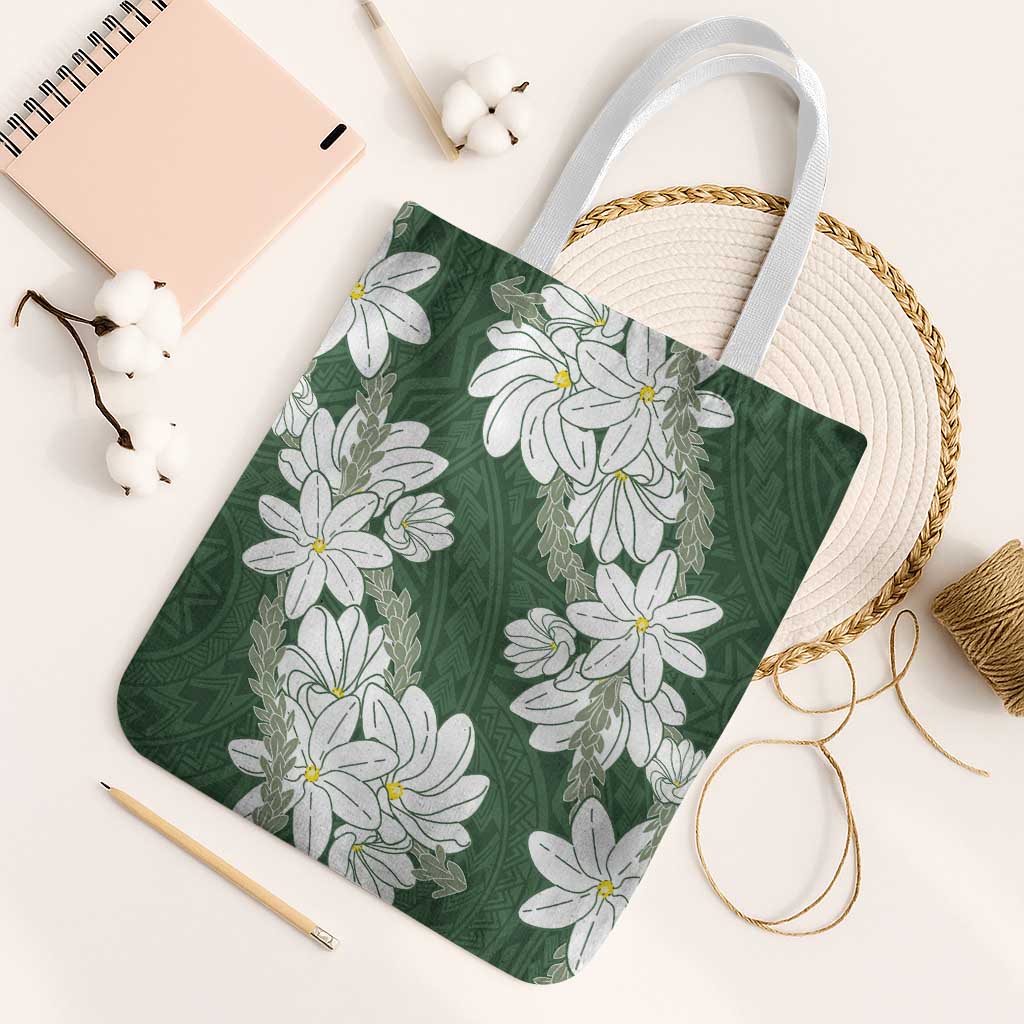 Ia Orana Tahiti Tiare Tote Bag Sage Green Lei - Polynesian Pride