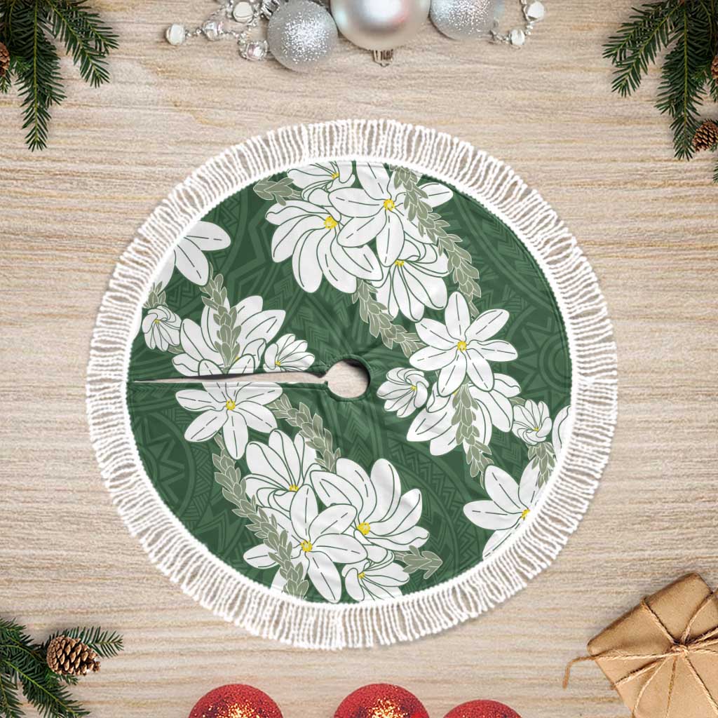 Ia Orana Tahiti Tiare Tree Skirt Sage Green Lei - Polynesian Pride