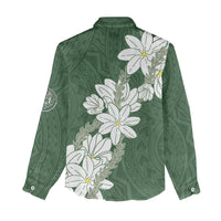 Ia Orana Tahiti Tiare Women Casual Shirt Sage Green Lei LT7 - Polynesian Pride