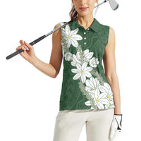 Ia Orana Tahiti Tiare Women Sleeveless Polo Shirt Sage Green Lei - Polynesian Pride
