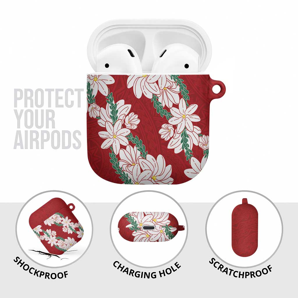 Ia Orana Tahiti Tiare AirPods Case Crimson Lei - Polynesian Pride