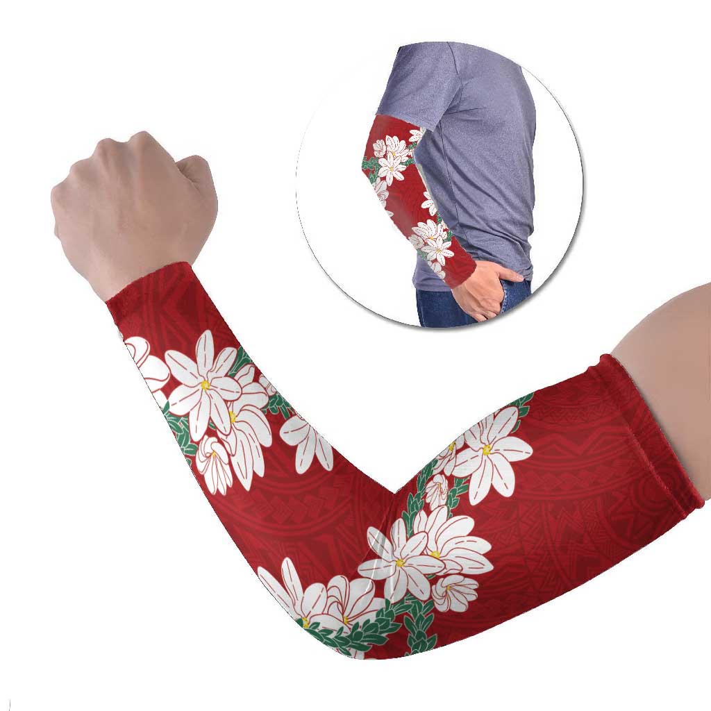 Ia Orana Tahiti Tiare Arm Sleeves Crimson Lei - Polynesian Pride
