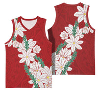 Ia Orana Tahiti Tiare Basketball Jersey Crimson Lei - Polynesian Pride