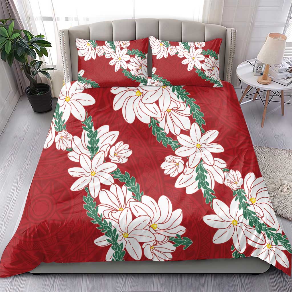 Ia Orana Tahiti Tiare Bedding Set Crimson Lei LT7 - Polynesian Pride