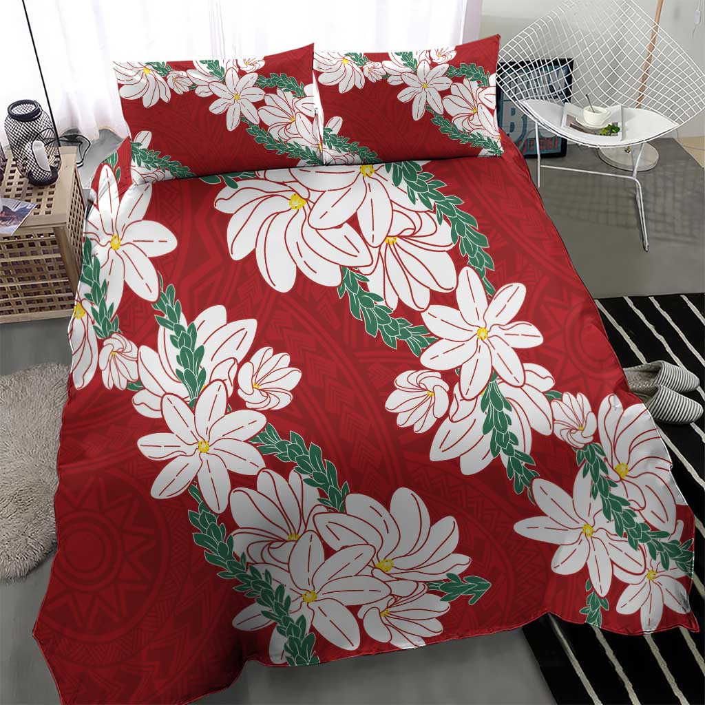 Ia Orana Tahiti Tiare Bedding Set Crimson Lei LT7 - Polynesian Pride