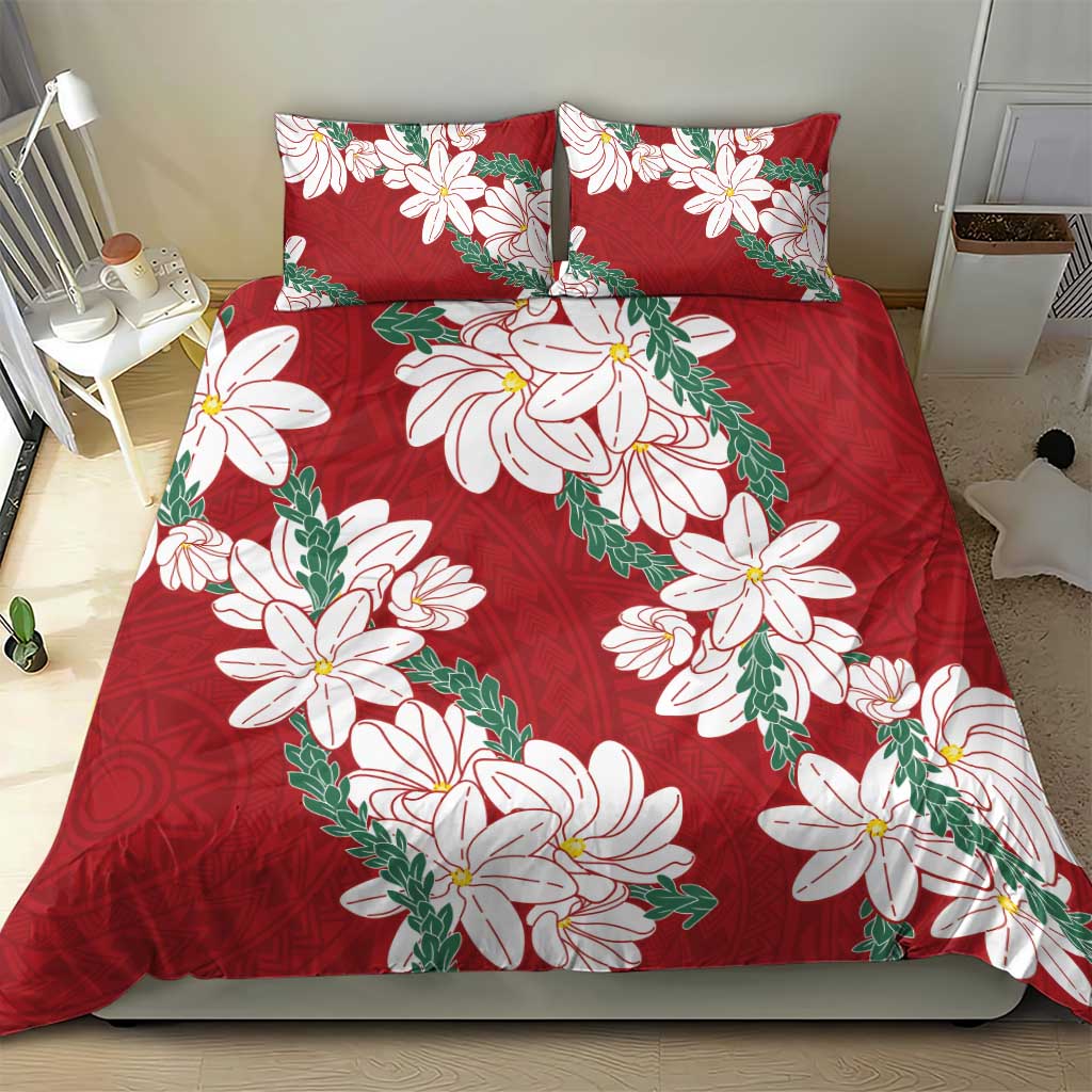 Ia Orana Tahiti Tiare Bedding Set Crimson Lei LT7 - Polynesian Pride