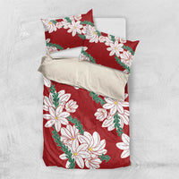 Ia Orana Tahiti Tiare Bedding Set Crimson Lei LT7 US Twin 172cm x 218cm Red - Polynesian Pride