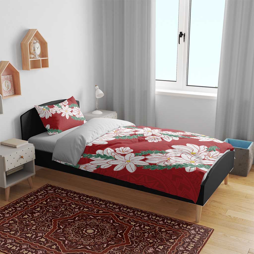 Ia Orana Tahiti Tiare Bedding Set Crimson Lei LT7 - Polynesian Pride