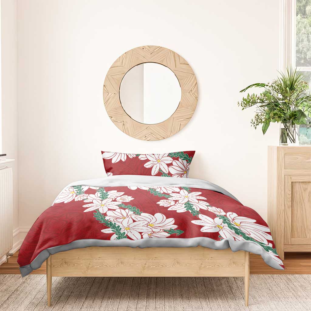 Ia Orana Tahiti Tiare Bedding Set Crimson Lei LT7 - Polynesian Pride
