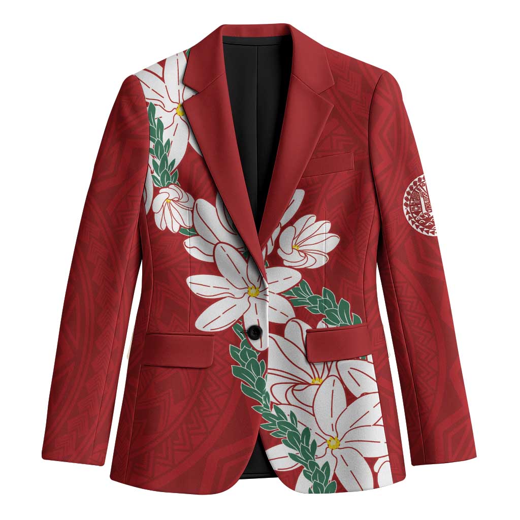 Ia Orana Tahiti Tiare Blazer Crimson Lei LT7 Unisex Red - Polynesian Pride