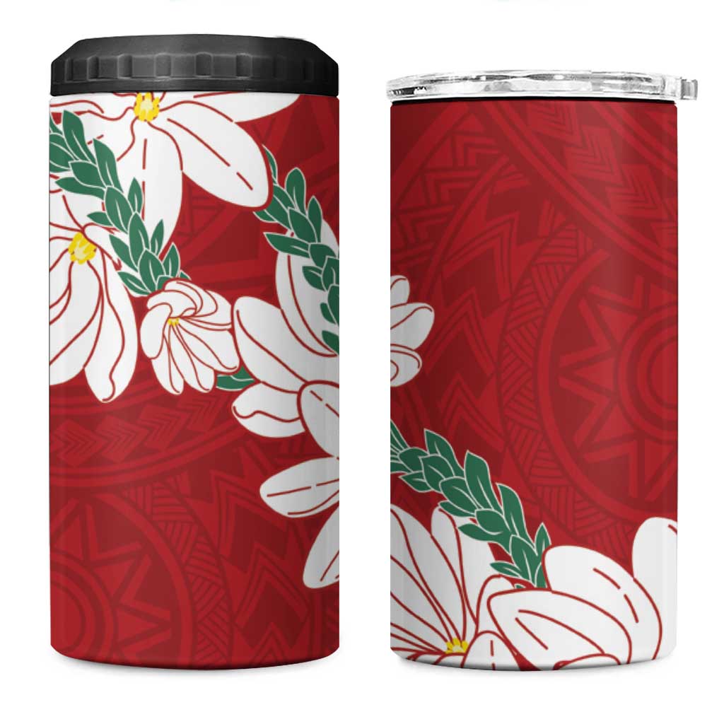 Ia Orana Tahiti Tiare 4 in 1 Can Cooler Tumbler Crimson Lei - Polynesian Pride