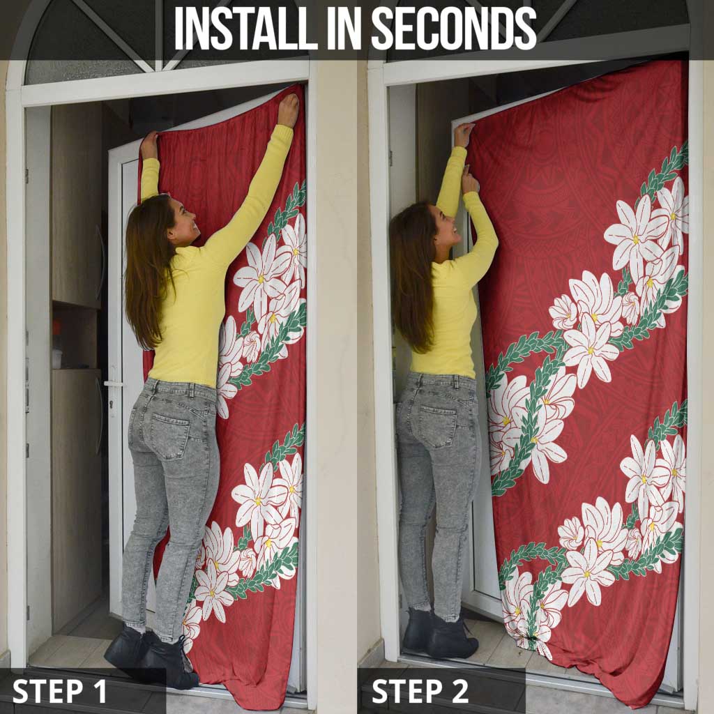 Ia Orana Tahiti Tiare Door Cover Crimson Lei - Polynesian Pride