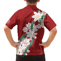 Ia Orana Tahiti Tiare Family Matching Long Sleeve Bodycon Dress and Hawaiian Shirt Crimson Lei LT7 - Polynesian Pride