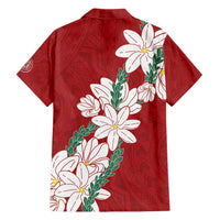 Ia Orana Tahiti Tiare Family Matching Long Sleeve Bodycon Dress and Hawaiian Shirt Crimson Lei LT7 - Polynesian Pride
