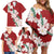 Ia Orana Tahiti Tiare Family Matching Off Shoulder Short Dress and Hawaiian Shirt Crimson Lei - Polynesian Pride