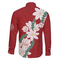 Ia Orana Tahiti Tiare Family Matching Off Shoulder Short Dress and Hawaiian Shirt Crimson Lei - Polynesian Pride