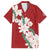 Ia Orana Tahiti Tiare Family Matching Short Sleeve Bodycon Dress and Hawaiian Shirt Crimson Lei - Polynesian Pride