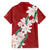 Ia Orana Tahiti Tiare Family Matching Short Sleeve Bodycon Dress and Hawaiian Shirt Crimson Lei - Polynesian Pride