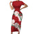 Ia Orana Tahiti Tiare Family Matching Short Sleeve Bodycon Dress and Hawaiian Shirt Crimson Lei - Polynesian Pride