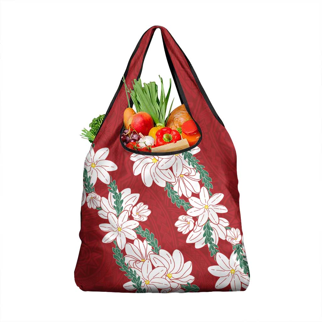 Ia Orana Tahiti Tiare Grocery Bag Crimson Lei - Polynesian Pride