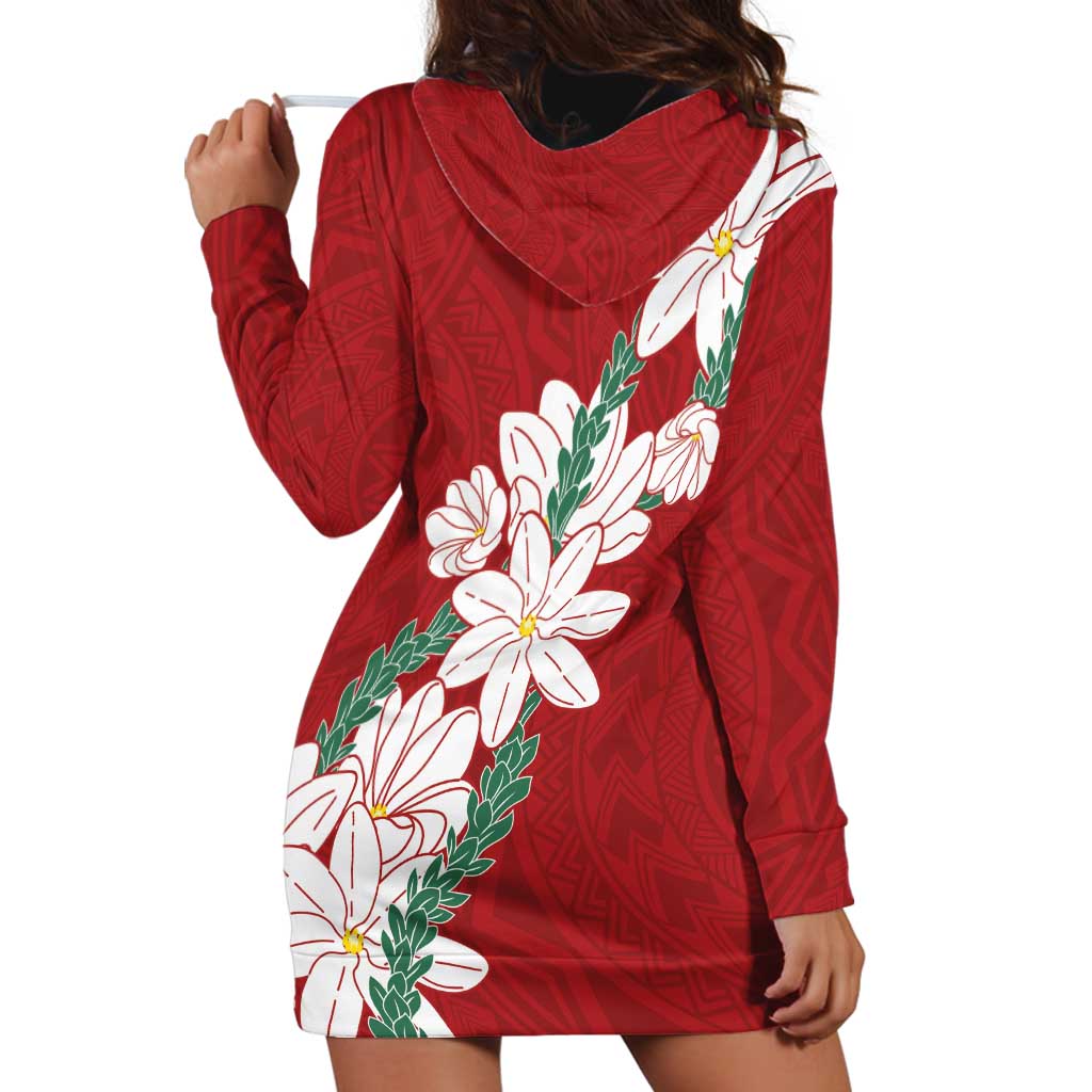 Ia Orana Tahiti Tiare Hoodie Dress Crimson Lei LT7 - Polynesian Pride