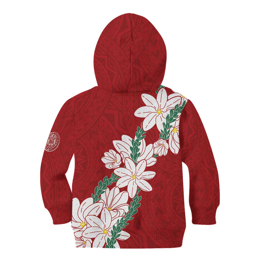 Ia Orana Tahiti Tiare Kid Hoodie Crimson Lei - Polynesian Pride