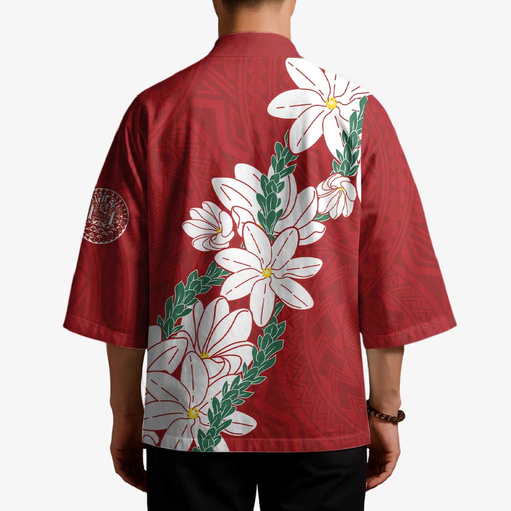 Ia Orana Tahiti Tiare Kimono Crimson Lei - Polynesian Pride