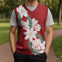Ia Orana Tahiti Tiare Christmas Knitted V-Neck Vest Crimson Lei - Polynesian Pride