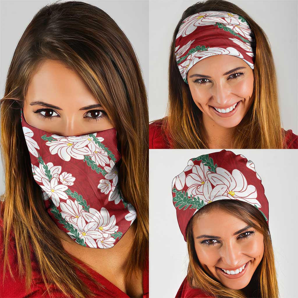 Ia Orana Tahiti Tiare Neck Gaiter Crimson Lei LT7 - Polynesian Pride