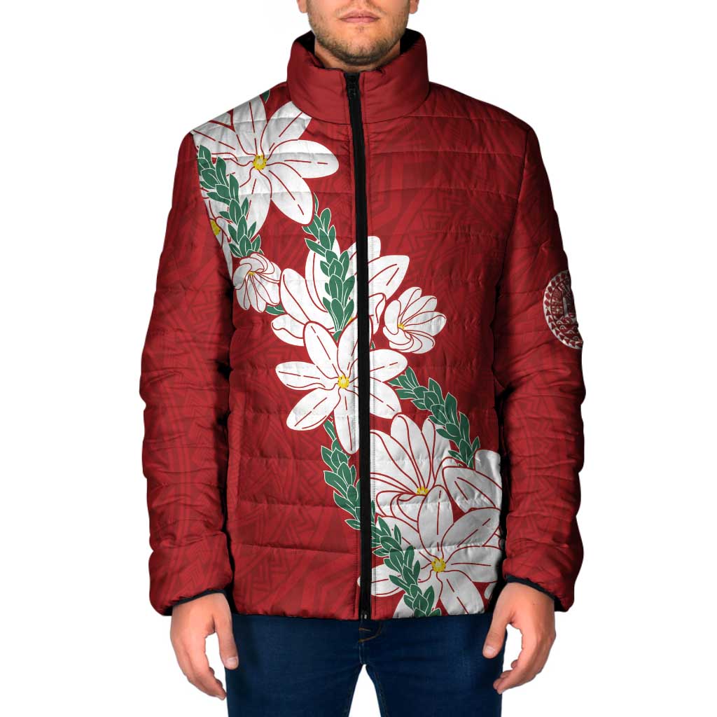 Ia Orana Tahiti Tiare Padded Jacket Crimson Lei - Polynesian Pride