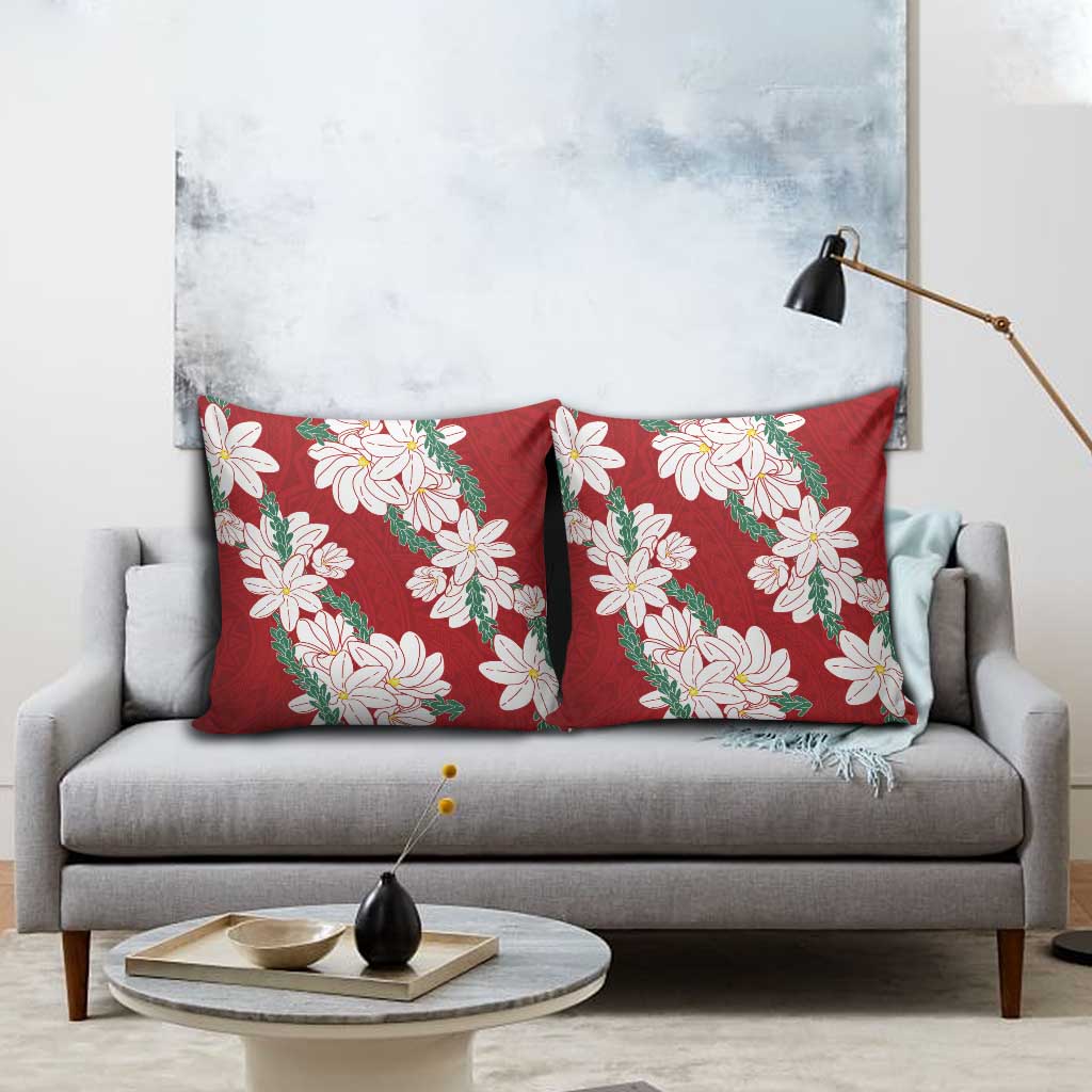 Ia Orana Tahiti Tiare Pillow Cover Crimson Lei LT7 - Polynesian Pride