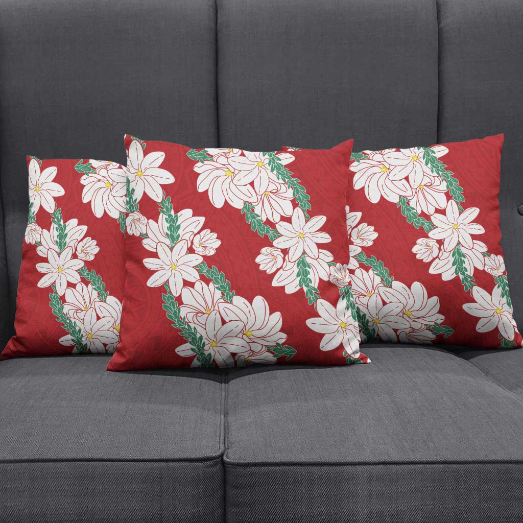 Ia Orana Tahiti Tiare Pillow Cover Crimson Lei LT7 - Polynesian Pride