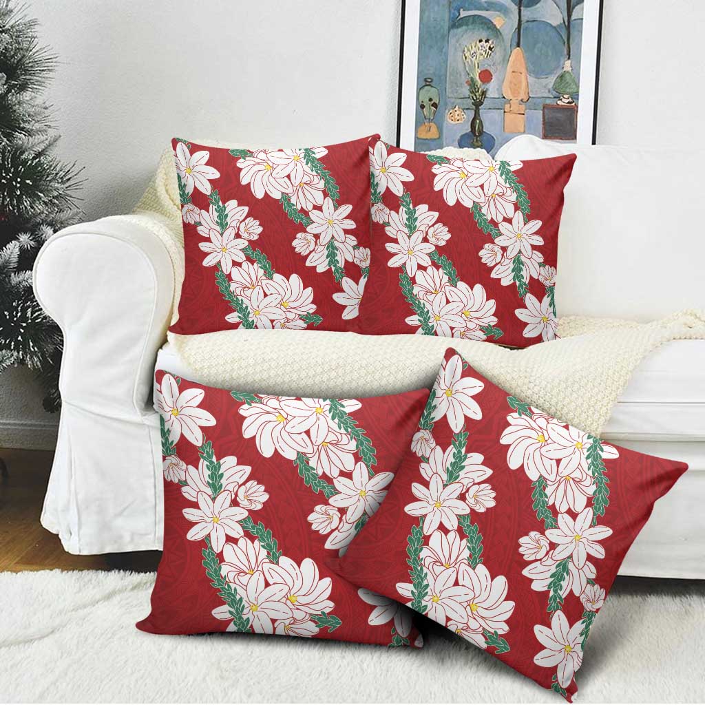 Ia Orana Tahiti Tiare Pillow Cover Crimson Lei LT7 - Polynesian Pride