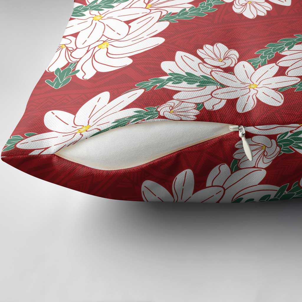 Ia Orana Tahiti Tiare Pillow Cover Crimson Lei LT7 - Polynesian Pride