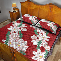 Ia Orana Tahiti Tiare Quilt Bed Set Crimson Lei - Polynesian Pride