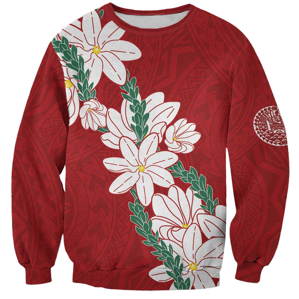 Ia Orana Tahiti Tiare Sweatshirt Crimson Lei - Polynesian Pride